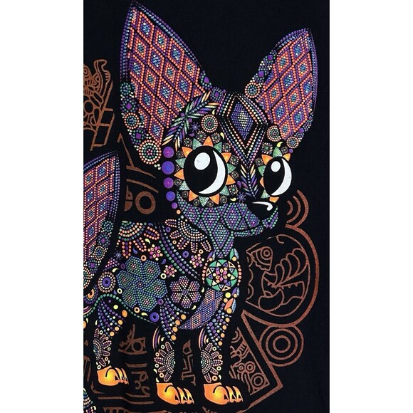 Chihuahua T-shirt Adult Size Small Neon Graphic Aztec Mexican Art Cotton LRD2-5 - Picture 5 of 5
